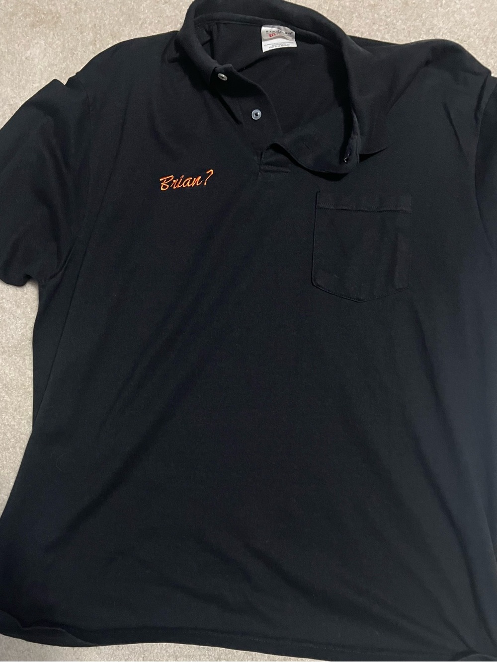Hanes Black Polo with Orange Script Chest Embroidery